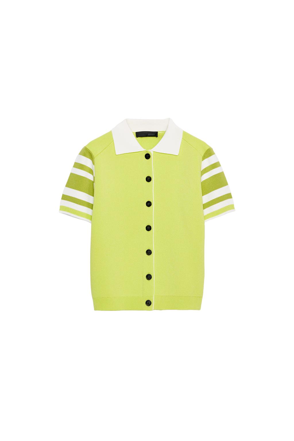 STRIPED KNIT POLO JACKET - image 3