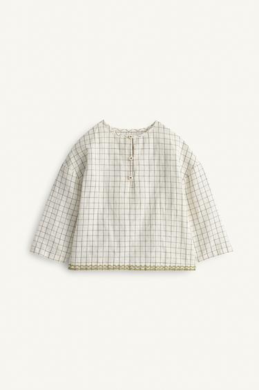 LIMITED EDITION CONTRAST EMBROIDERED CHECK SHIRT - Black / White by Zara