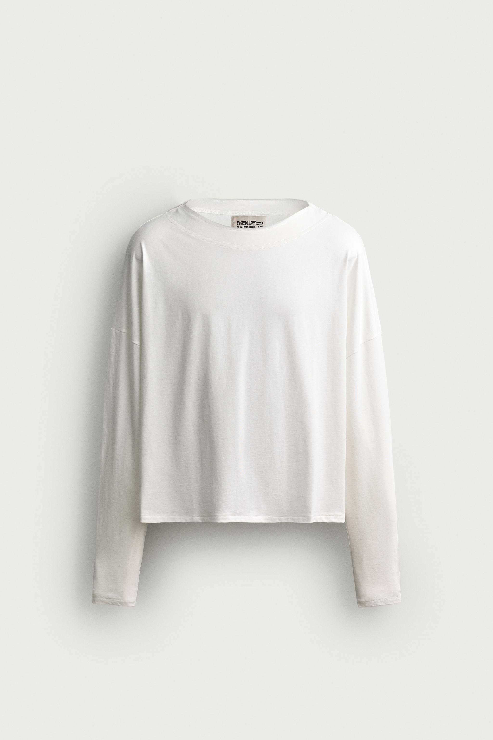 Zara UZUN KOLLU CROP T-SHIRT