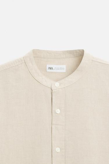 CHEMISE EN LIN ET COTON - Beige clair de Zara - Image 8