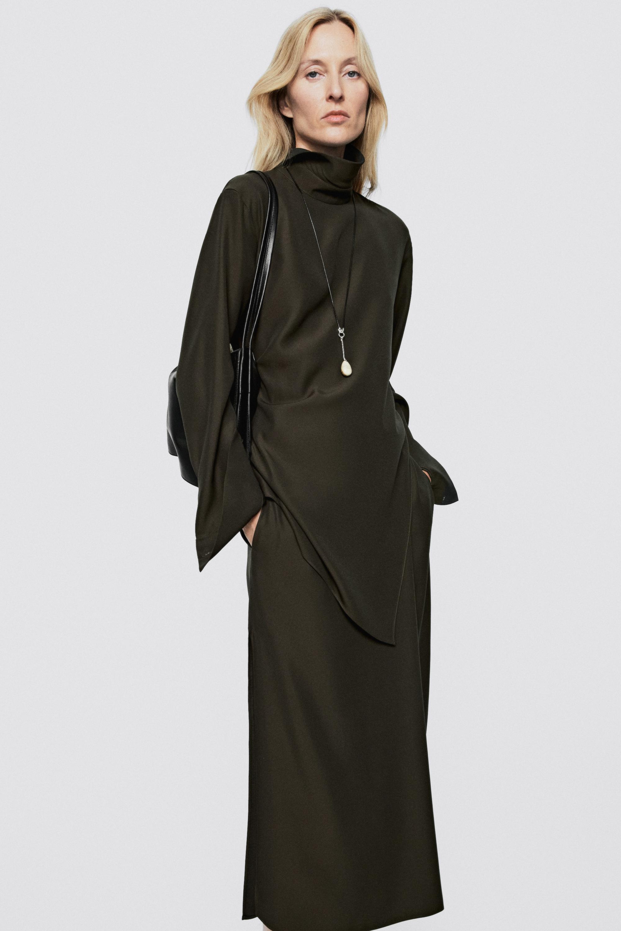 Flowing high neck asymmetric blouse - LIMITED EDITION