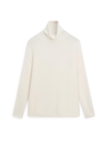 Pull en maille de laine à col montant - Blanc cassé de Zara