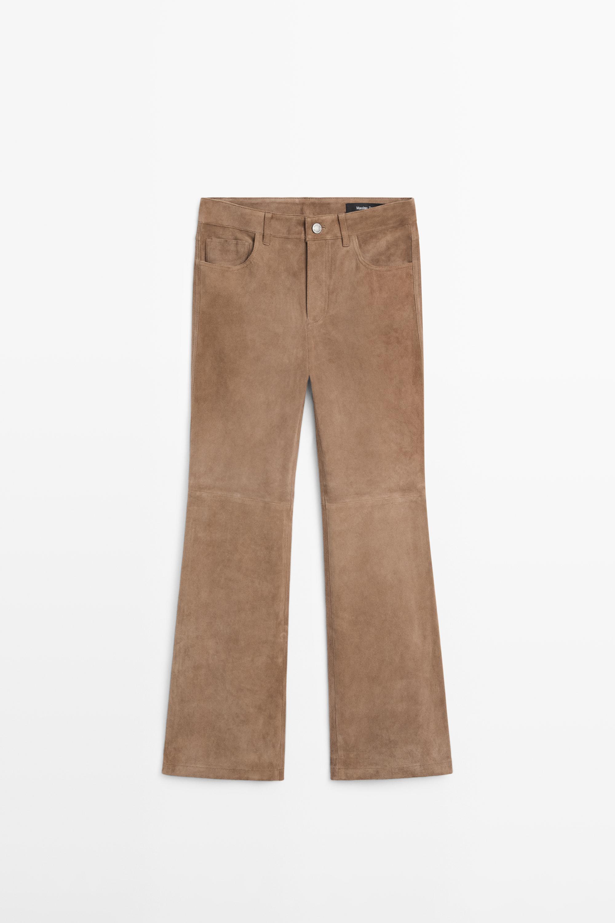 Flare fit suede leather leggings