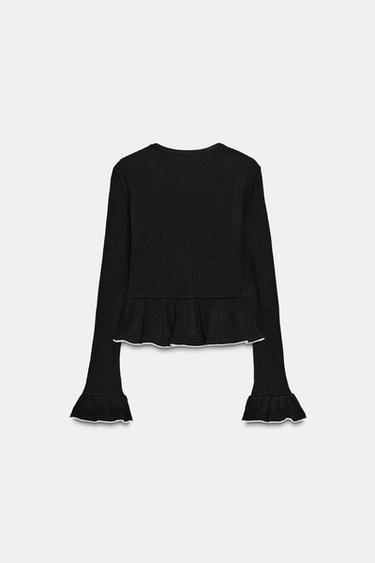 VESTE SOFT À VOLANTS - Noir de Zara - Image 5