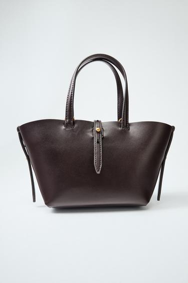 MINI BASKET TOTE BAG - Burgundy Red by Zara