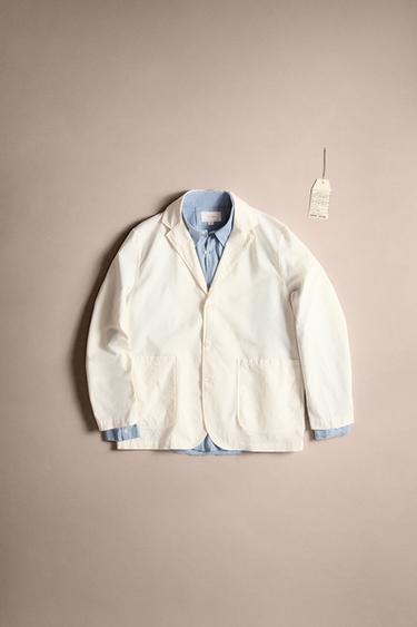 BLAZER RELAXED FIT ALGODÓN - Blanco roto de Zara - Imagen 0