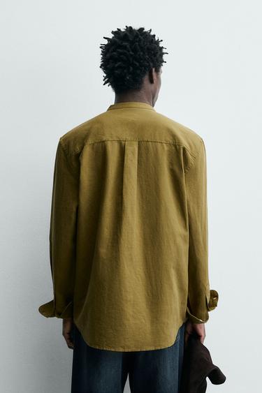 CHEMISE EN LIN ET COTON - Vert olive de Zara - Image 2