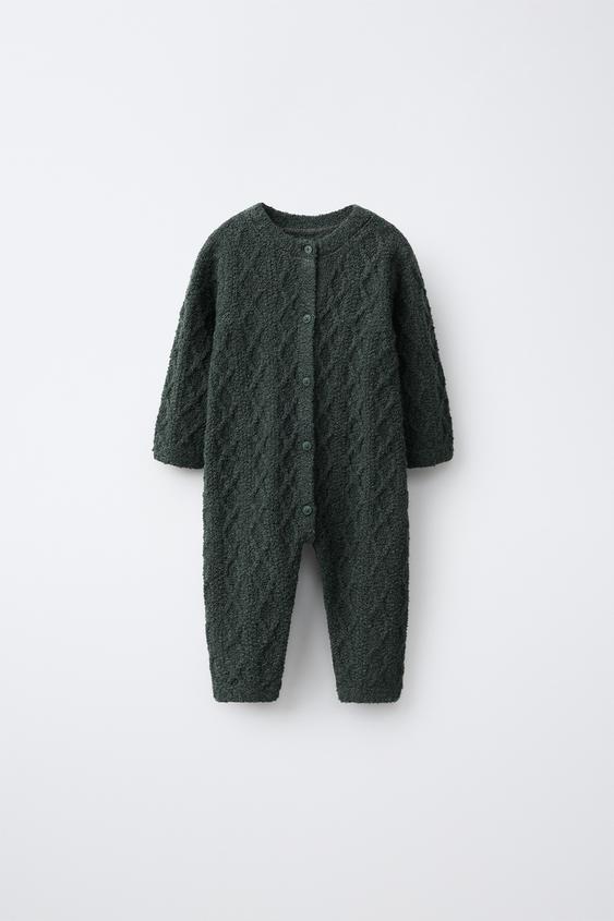 Zara CABLE KNIT JUMPSUIT - Dark green - Image 0