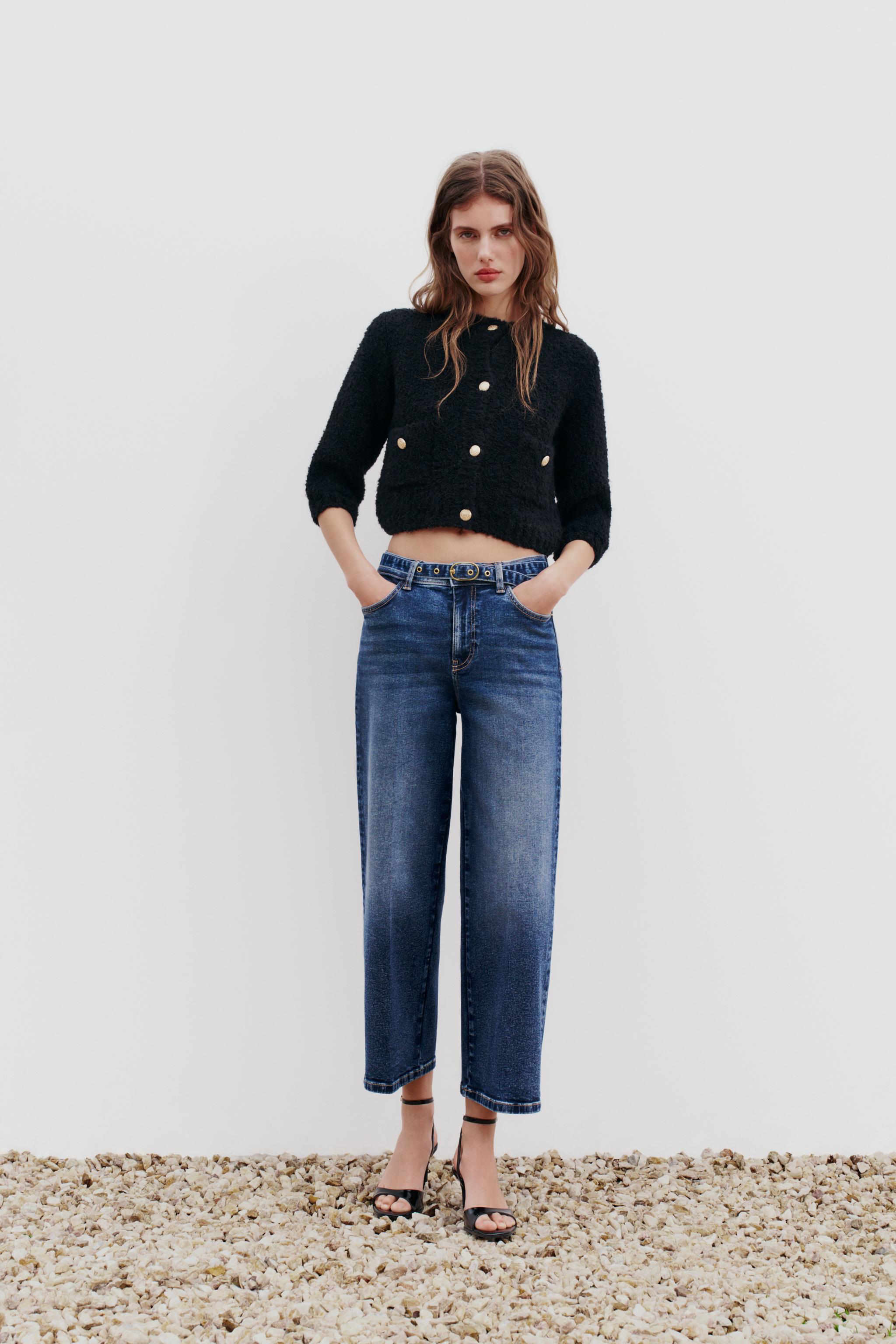 Z1975 STRAIGHT-LEG CROPPED HIGH-WAIST BELTED JEANS