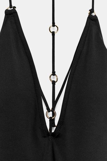 SWIMSUIT WITH EYELET STRAPS - Black by Zara - Image 5