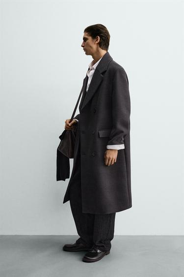 CHECKED DOUBLE-BREASTED COAT - Dark grey by Zara - Image 3