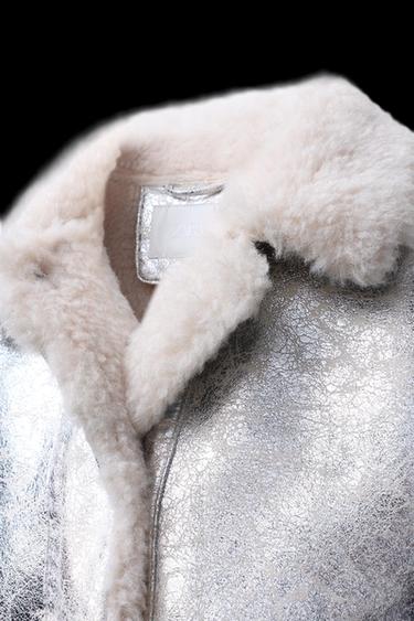 Zara METALLIC DOUBLE-FACED JACKET - Silver