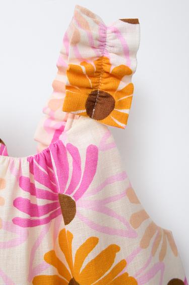 ROBE À FLEURS AVEC LIN - Multicolore de Zara - Image 3