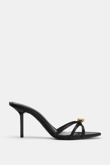 Zara STRAPPY HEELED SANDALS - Black