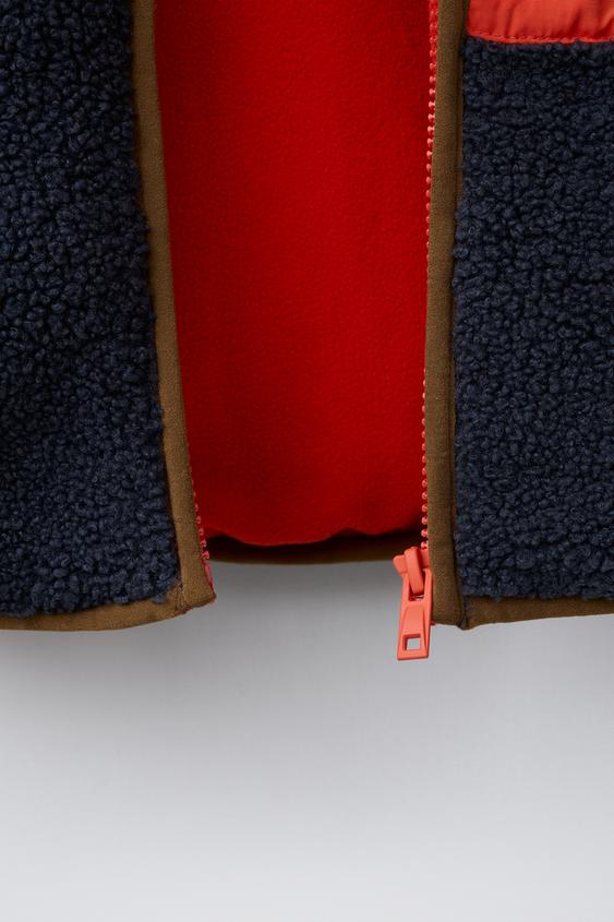 BLOUSON EFFET MOUTON COULEUR BLOCK - Bleu de Zara - Image 7