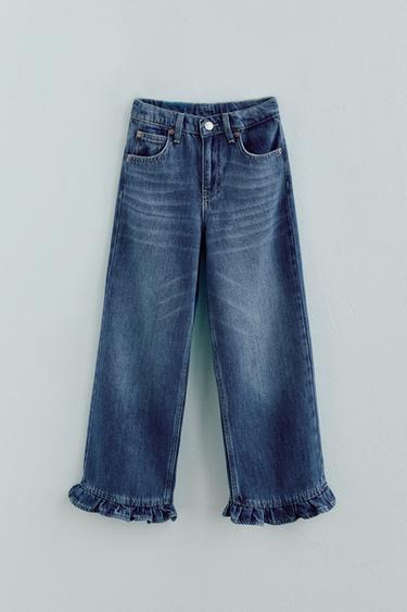 JEANS COM ACABAMENTO EM FOLHO - Azul da Zara