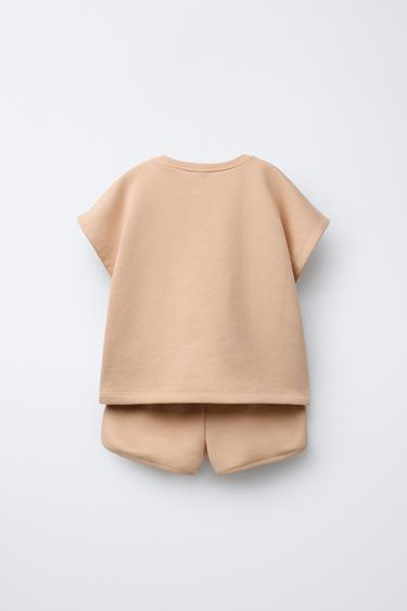 ENSEMBLE T-SHIRT ET BERMUDA UNI MEDIUM WEIGHT - Beige de Zara - Image 1