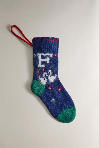 LETTER ‘F’ CHRISTMAS STOCKING DECORATION - Electric blue by Zara - Image 0