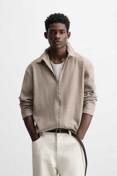 CHAQUETA ESTRUCTURA CUADRILLÉ - Marrón / Topo de Zara