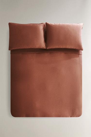 WASHED LINEN DUVET COVER (140 GXM²) - Brick by Zara