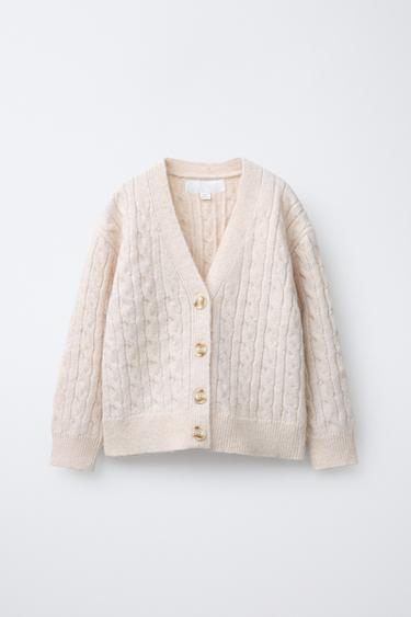 CABLE KNIT CARDIGAN - Ecru by Zara - Image 0
