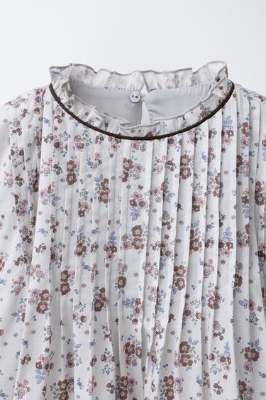 FLORAL DRESS WITH TUCKS - Grey / Natural by Zara - Image 2