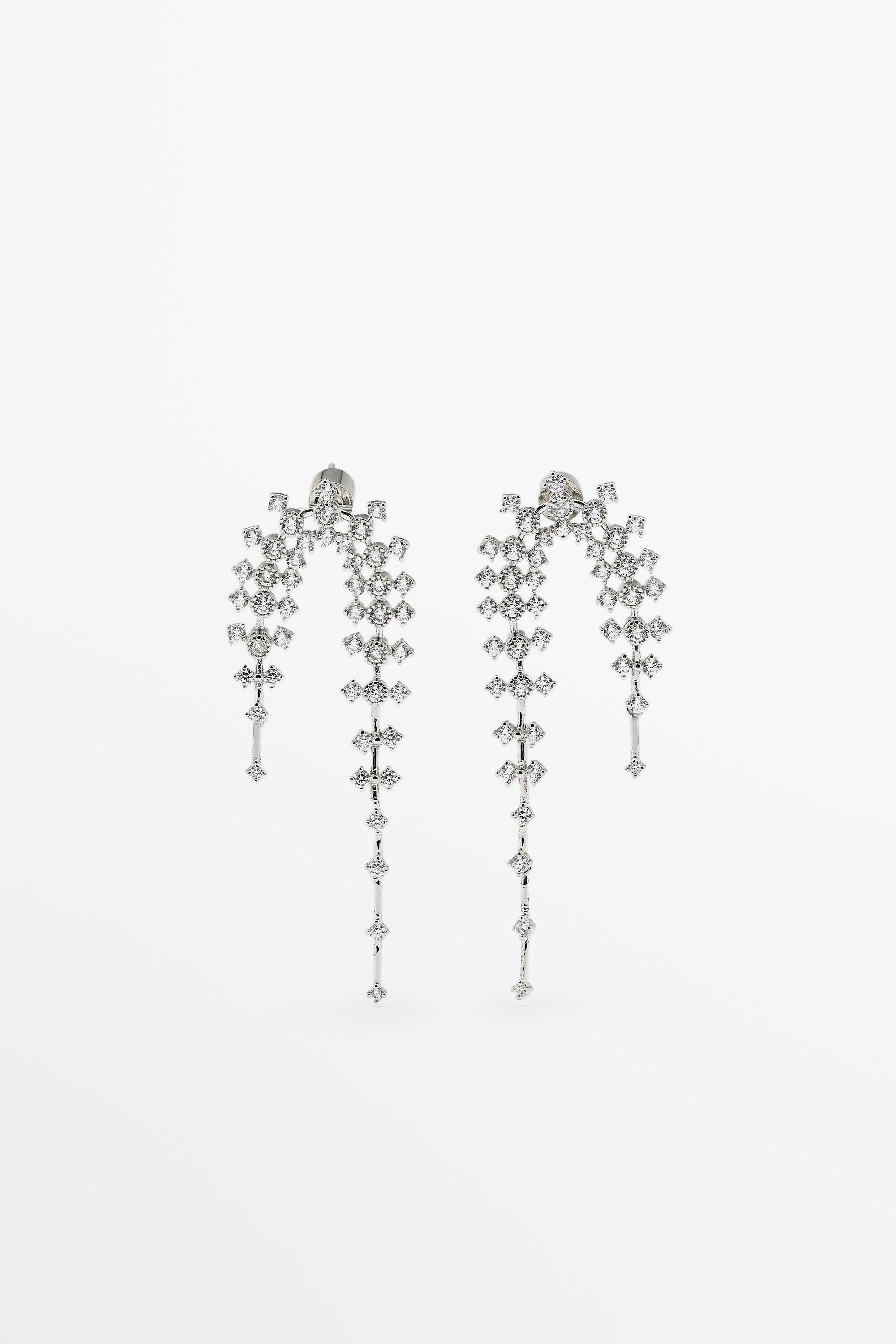 Rhinestone waterfall earrings — Silver