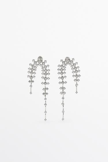 Pendientes cascada brillos - Plata de Zara - Imagen 0