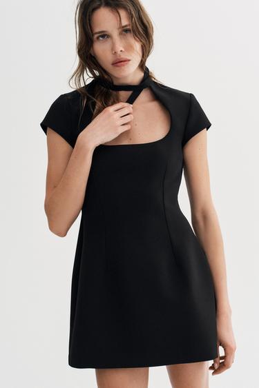 SHORT DRESS WITH BOW DETAIL - Black by Zara - Image 2