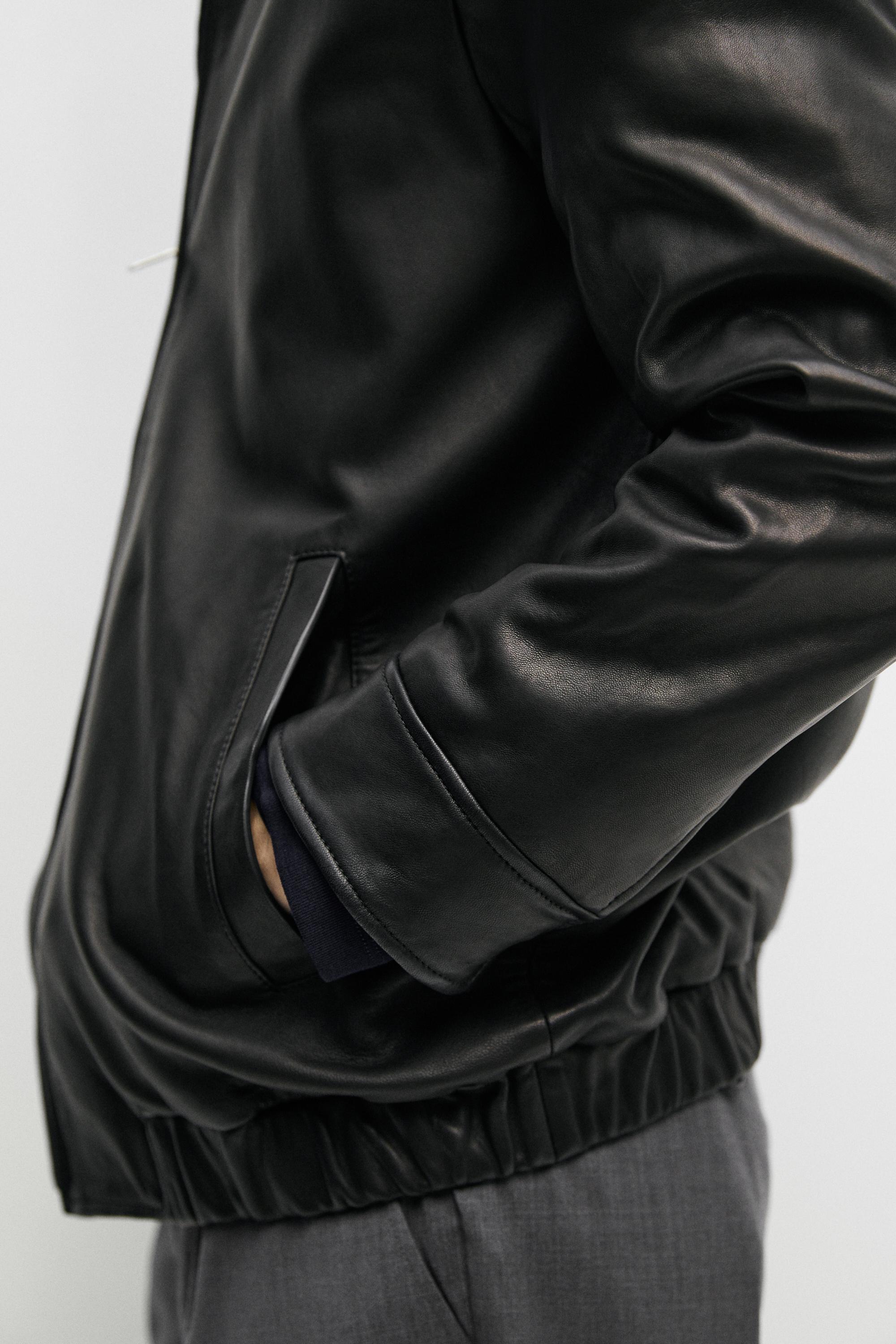 Jacket with nappa leather collar detail