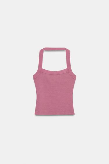 Zara HALTER TOP - Dusty pink