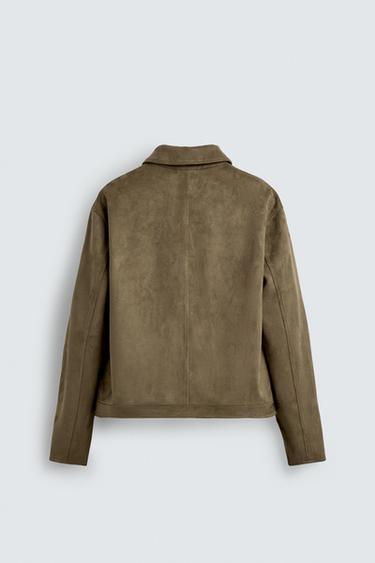 FAUX SUEDE REGULAR FIT JACKET - Dark brown by Zara - Image 9