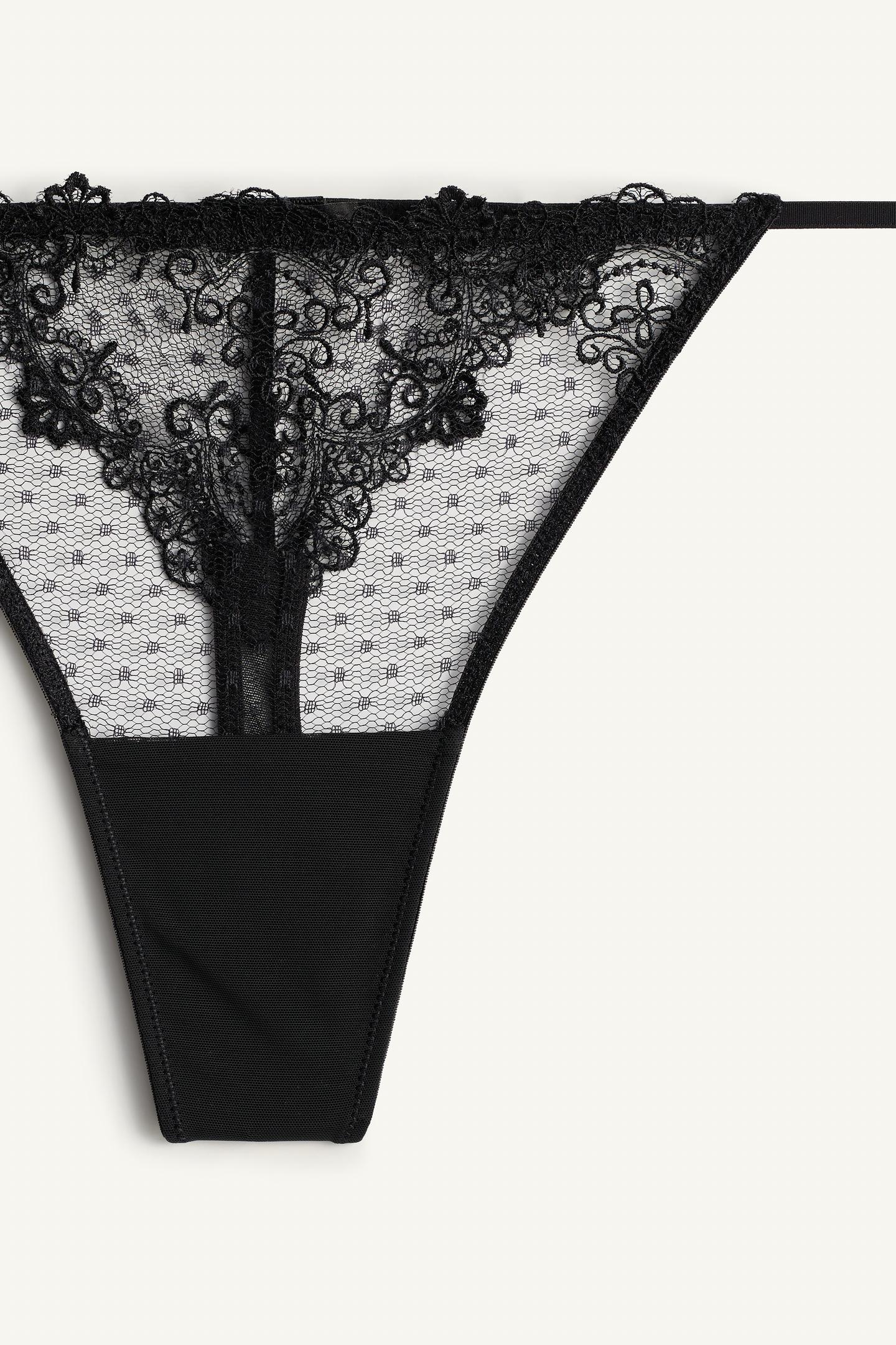 Трусы-стринги Limited Edition, кружево — Zara, цвет: Чёрный — фото 3