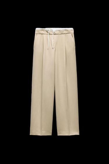 WIDE-LEG TROUSERS WITH DOUBLE WAISTBAND - Sand by Zara - Image 0