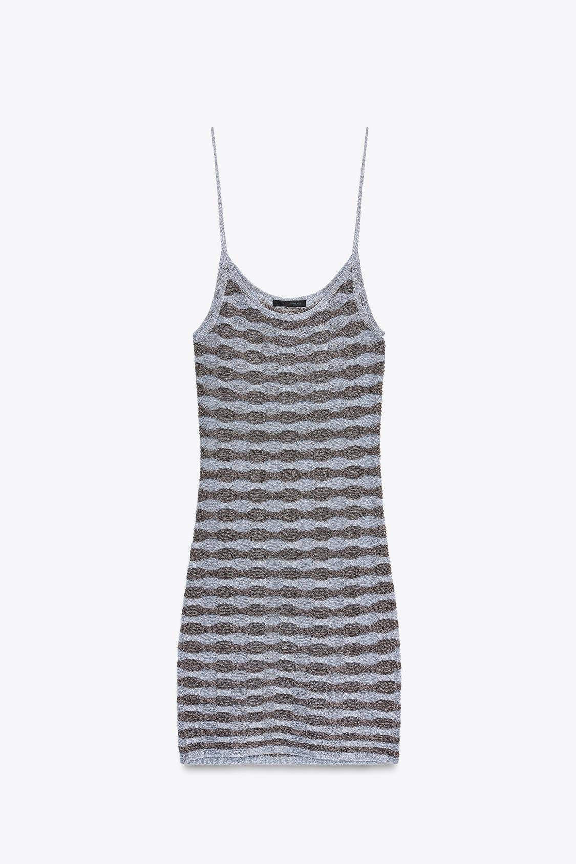 METALLIC THREAD STRIPE DRESS