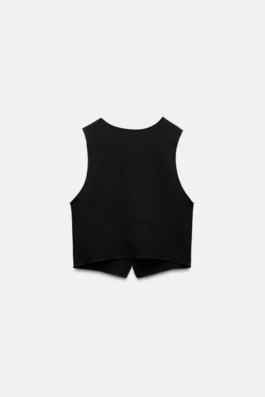 DÉBARDEUR GILET EN MAILLE STRETCH - Noir de Zara - Image 5
