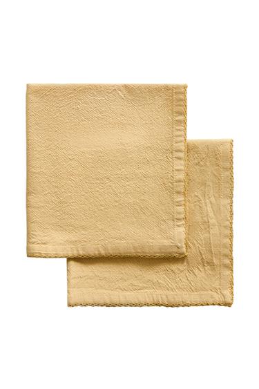 PACK OF PLAIN DYED THREAD NAPKINS (PACK OF 2) - Yellow by Zara