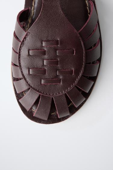 LEATHER CAGE SANDALS - Burgundy Red by Zara - Image 5