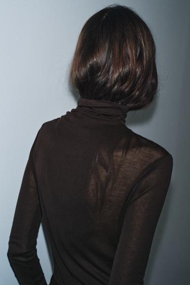 T-SHIRT EN COTON SUPIMA® - Marron de Zara - Image 2