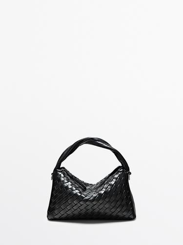 Zara Nappa leather braided mini bag - Black