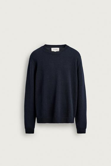 Zara LIGHTWEIGHT WOOL JUMPER - Dark navy