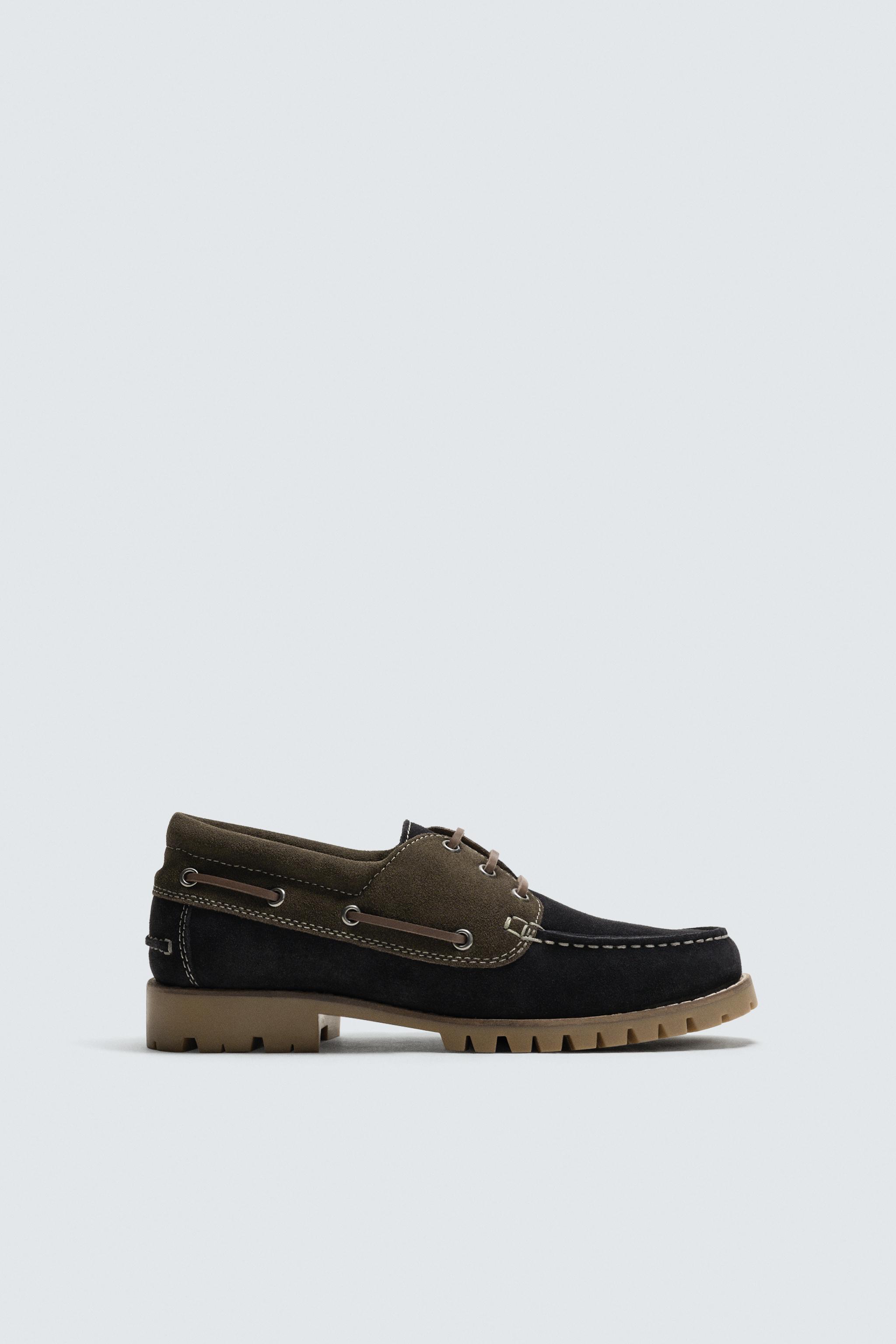 CONTRASTING LEATHER DECK SHOES