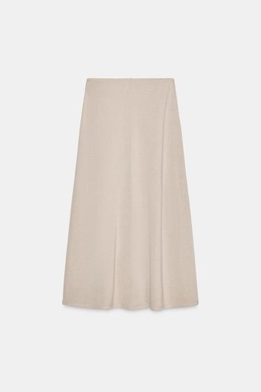 SOFT MIDI SKIRT - Sand / Marl by Zara
