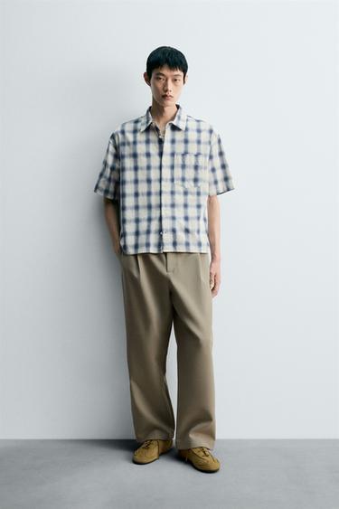 TEXTURED CHECK SHIRT - Blue/White by Zara