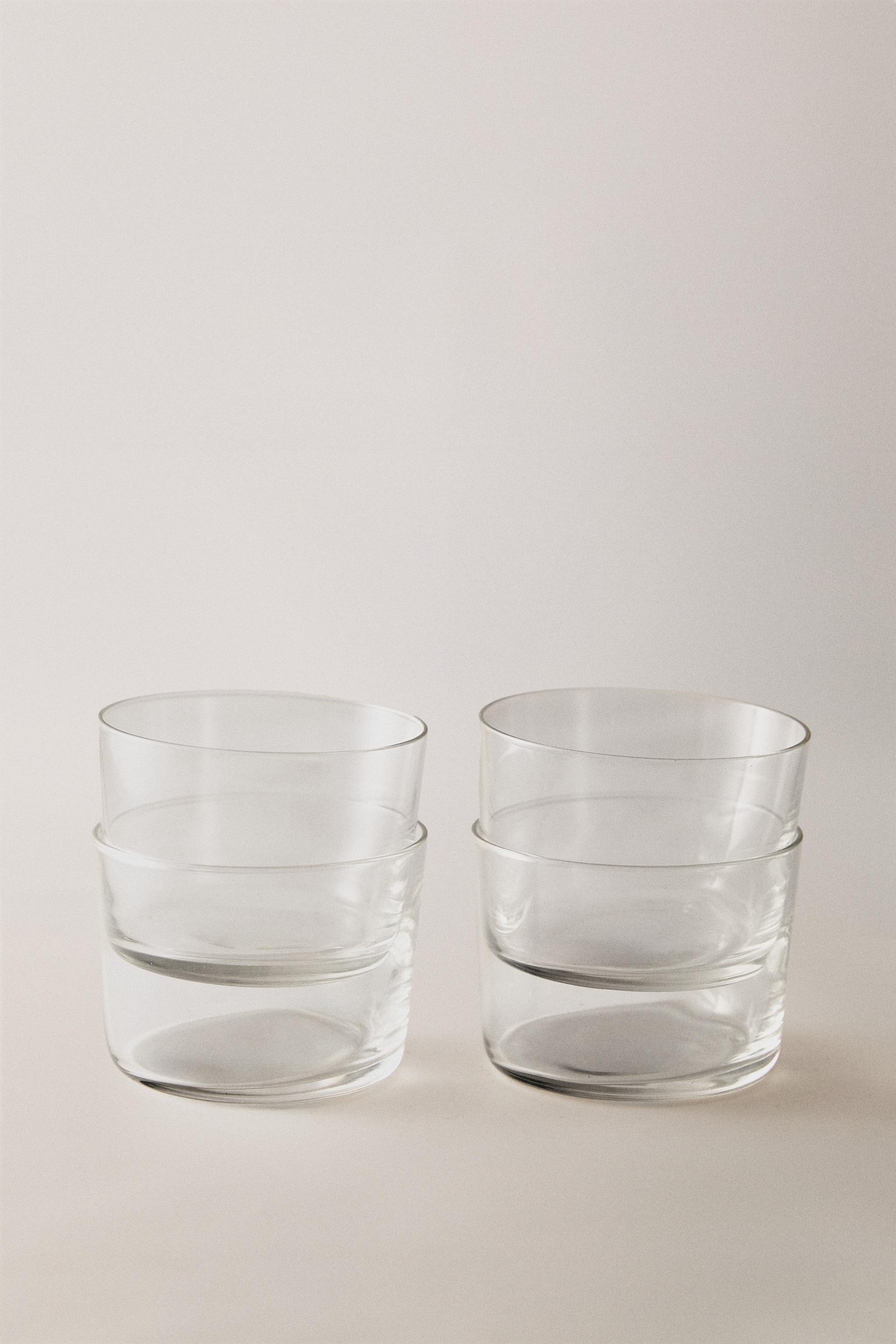SET OF SHORT GLASS TUMBLERS (SET OF 4) — Transparent