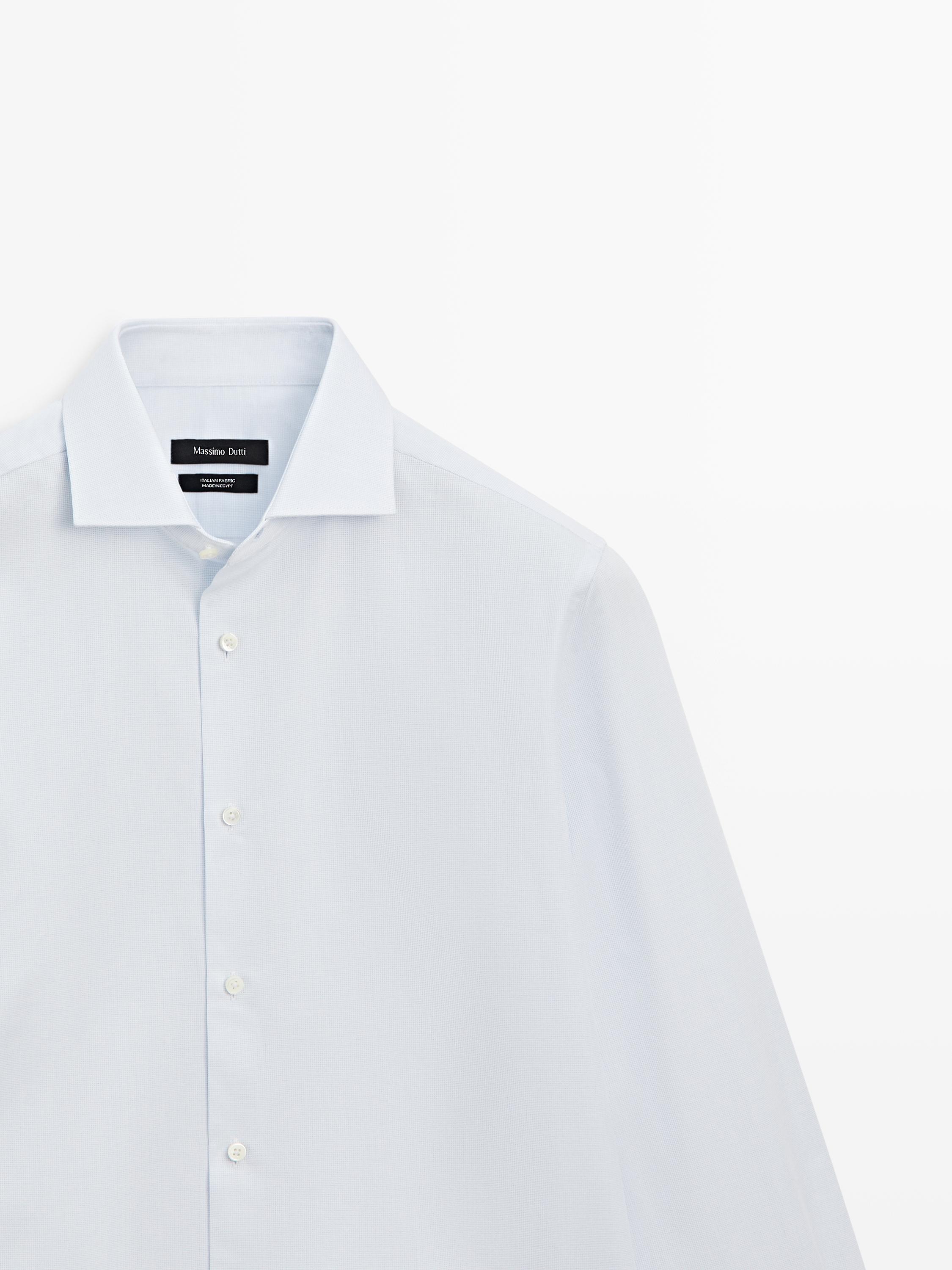 100% cotton textured shirt — Green stripe