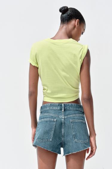 SHORT MINI EN JEAN TRF TAILLE NORMALE - Bleu / Gris de Zara - Image 4