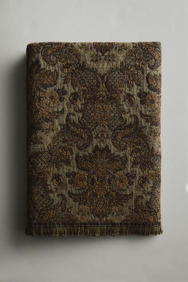 FLORAL JACQUARD THROW - Brown by Zara - Image 5
