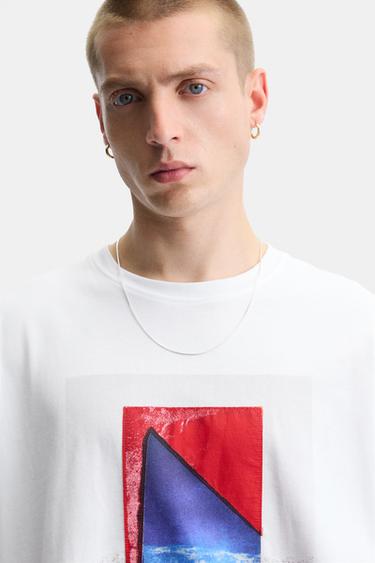 PRINTED PATCH T-SHIRT - White by Zara - Image 4