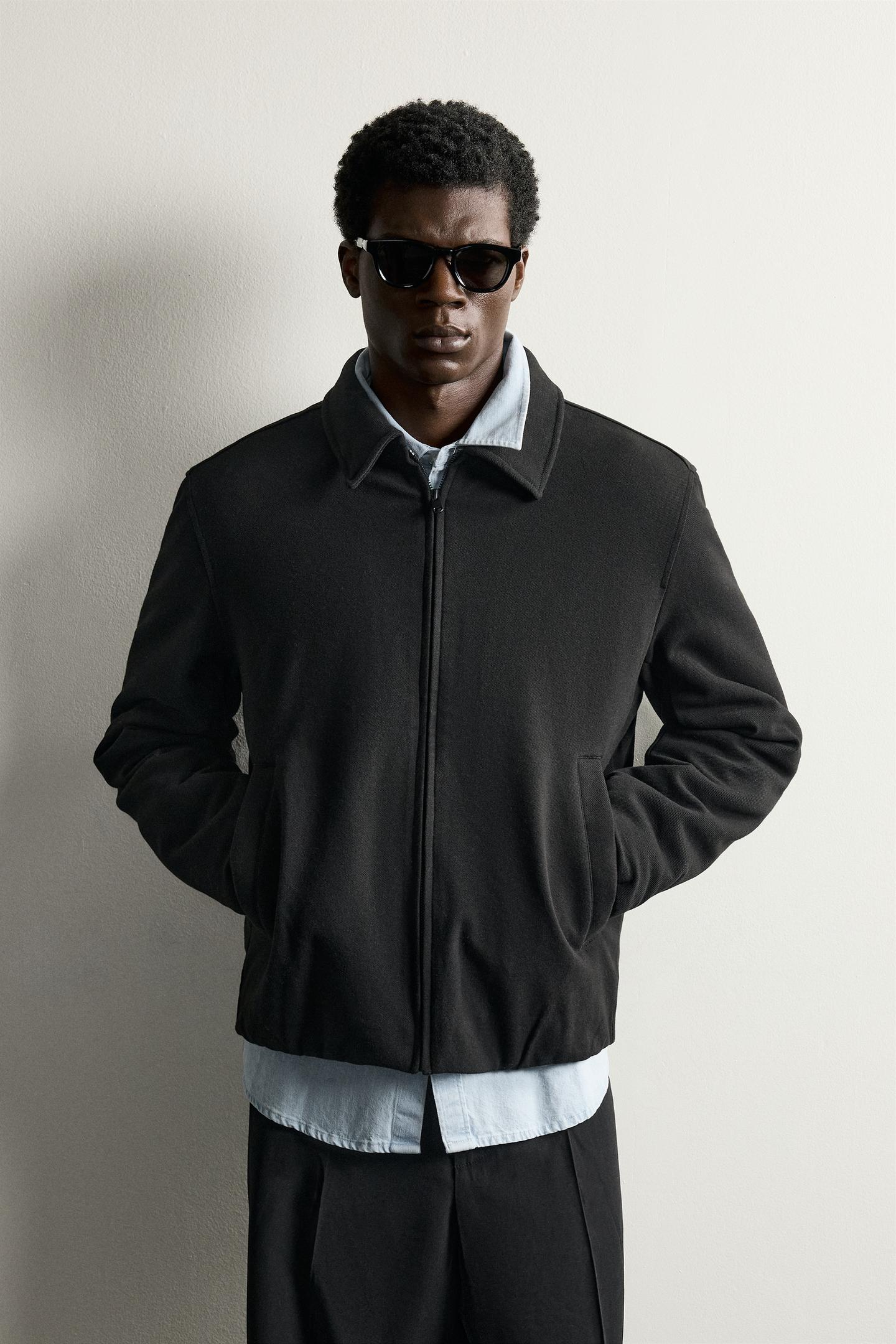 Мужская рубашка Zara Padded Zipper Overshirt, цвет: Чёрный — фото 2